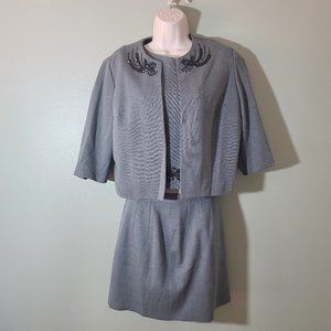 Vintage Van Tiel Made in Holland Three Piece Grey Wool Embroidered Set